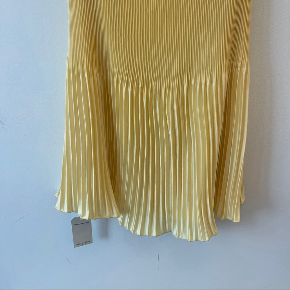 Abercrombie & Fitch Giselle Pleated Midi Dress strapless yellow Small Petite - Picture 6 of 9